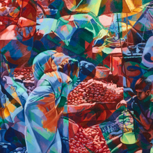 A Market Place in Delhi, an oil painting.