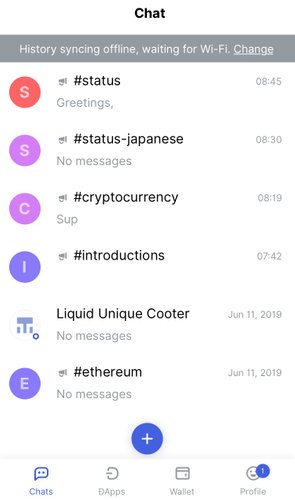 Status.im Ethereum wallet 