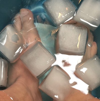 my feet in an ice bath