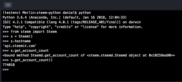 testing steem-python