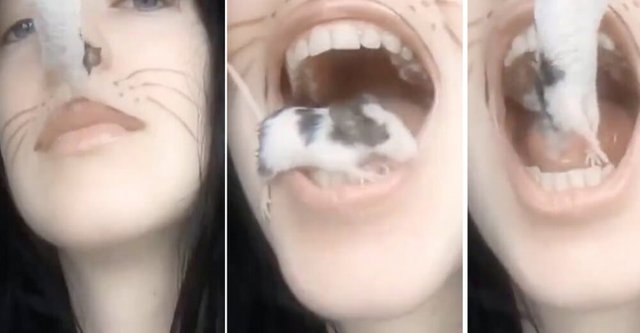 Woman Swallows Live Mice