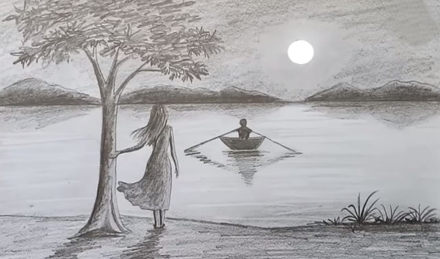 Moonlight scenery drawing  Art Amino