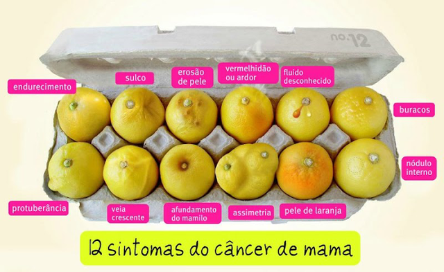 Infografia com limões ajuda a ilustrar sinais de câncer de mama