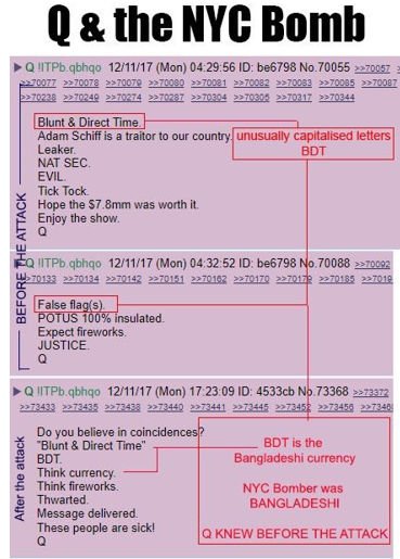 NYC Port Authority Bomb Bangladeshi QAnon 8chan Prediction False Flag