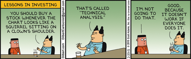 Dilbert - pointy hair boss on technical analysis