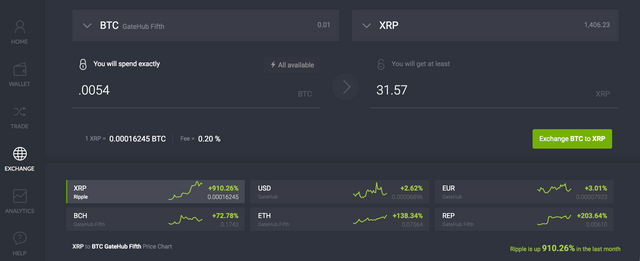 exchange btc for xrp at gatehub