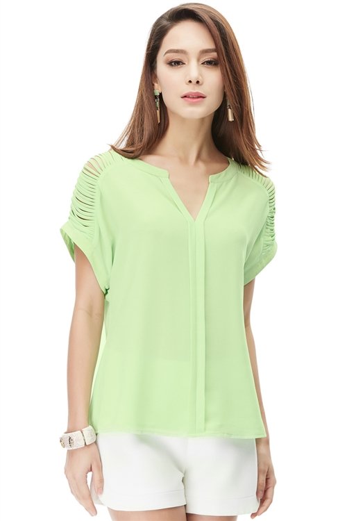 V-NECK BLOUSE WITH SLEEVE