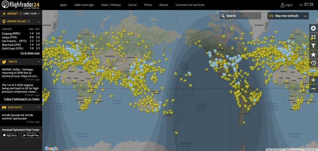 carte des vols avions