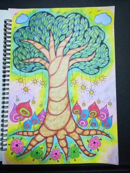 fancy tree coloring page