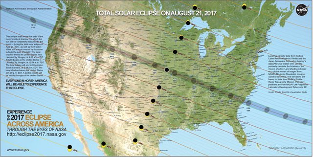 NASA map for eclipse across America