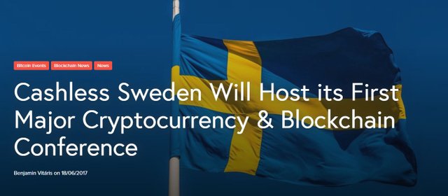 Cashless Sweden Will Host its First Major Cryptocurrency and Blockchain Conference