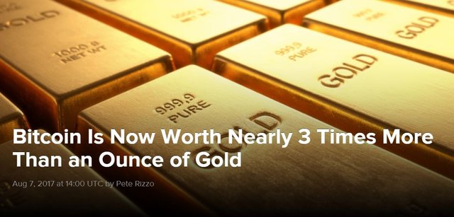 Click image to view story: Bitcoin Is Now Worth Nearly 3 Times More Than an Ounce of Gold