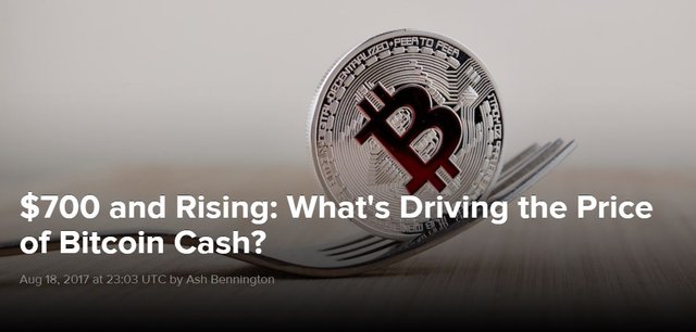 Click image to view story: $700 and Rising: Whats Driving the Price of Bitcoin Cash?