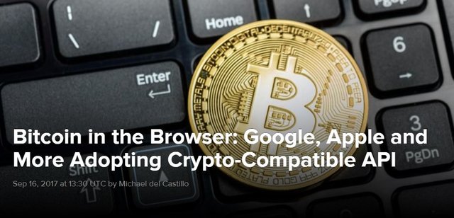 Click image to view story: Bitcoin in the Browser: Google, Apple and More Adopting Crypto-Compatible API