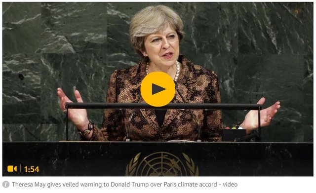 Click image to view story: Theresa May speaks out against Trump climate change stance at UN