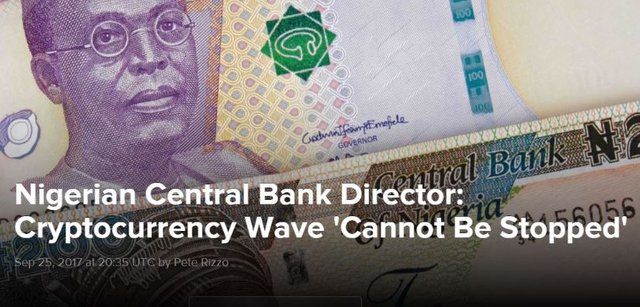 Click image to view story: Nigerian Central Bank Director: Cryptocurrency Wave Cannot Be Stopped