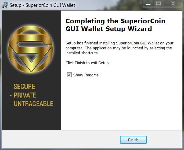 Install SuperiorCoin Win64 GUI wallet v0.12.0.0