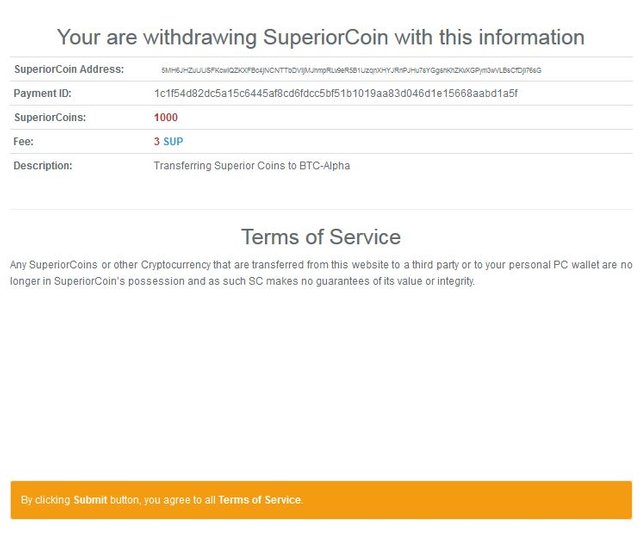 Sending SuperiorCoins from Kryptonia to BTC-Alpha