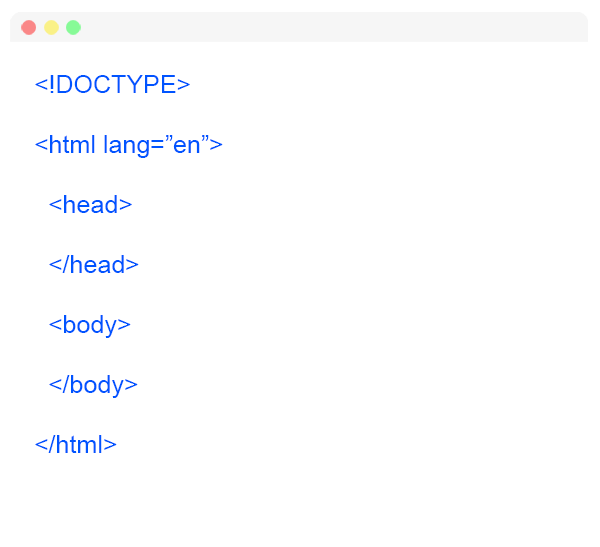 code for the bare-minimum tags needed for building your first website