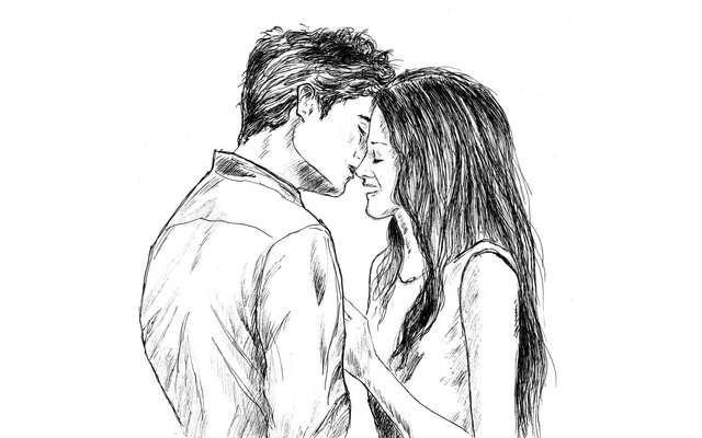 Easy Girl And Boy Kiss Drawing In The Pencil Cute Love Drawings