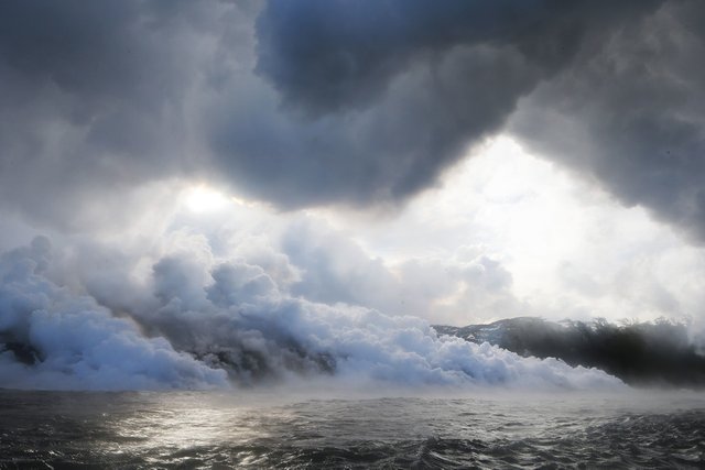 Lava hitting the sea