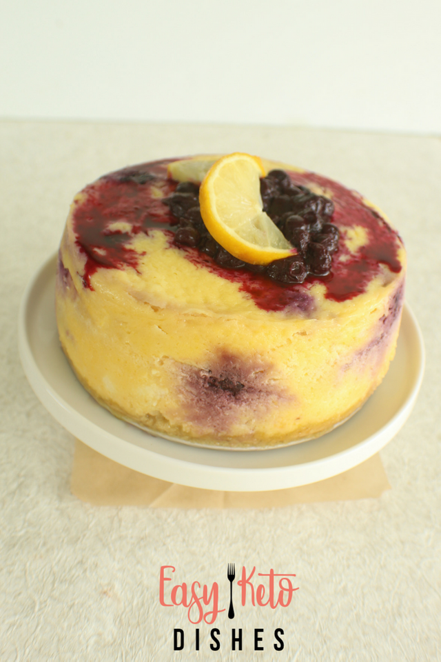 Rich, creamy and full of lemony flavor, this Instant Pot lemon blueberry cheesecake will have your tastebuds singing! Keep your fat, protein, and carbs all in a good balance, too!