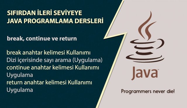 Java Programlama Dersleri, break, continue ve return