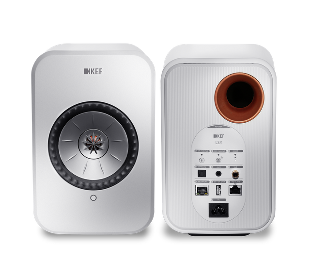 KEF LSX white front and back