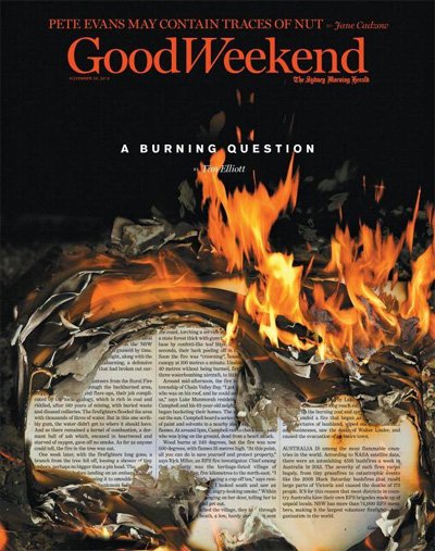 'The Fire Starter' by Tim Elliott in Good Weekend, 2016