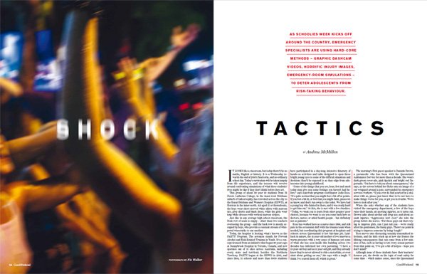 Good Weekend story: 'Shock Tactics: Preventing trauma in Australian teenagers' by Brisbane freelance journalist Andrew McMillen, November 2016