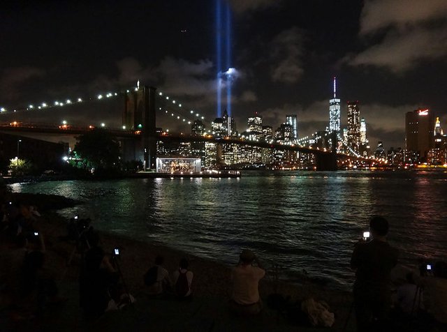 Remembering 9 11 New York sky lights view from Brooklyn GOSTRA.com