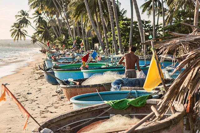 Fishing Boat at the Beach in Hàm Tiến