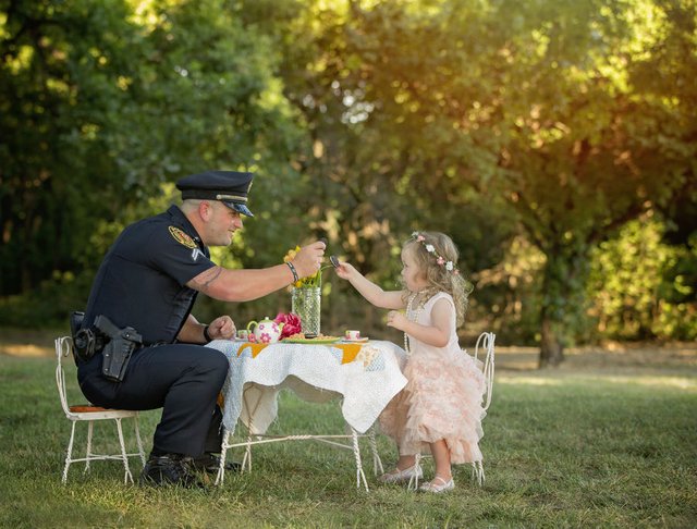 tea party with police man