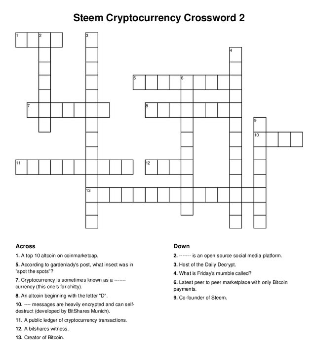 steem cryptocurrency crossword 2