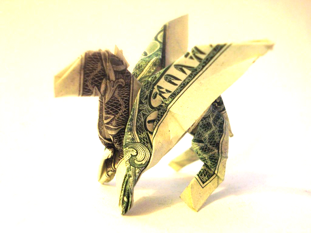 $ Dollar Bill Origami Pegasus by Bo Gulledge