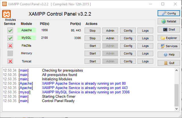 XAMPP Control Panel