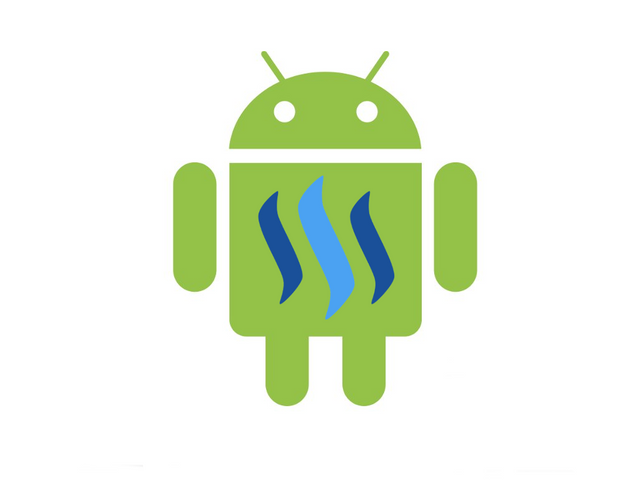 Image of Android robot and SteemIt icon