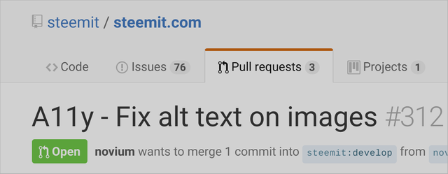 GitHub - Showing pull request made to fix alt-tags