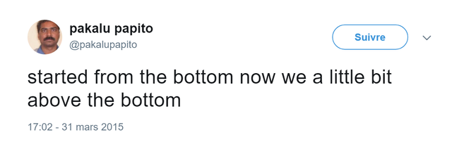 Started from the bottom now I'm a little bit above the bottom