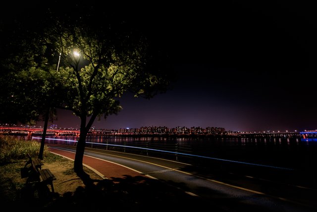 Light trails next to the Han River