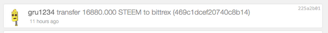 gru1234 transfer 16880 STEEM to bittrex