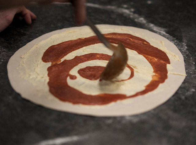 Making the garlic bread