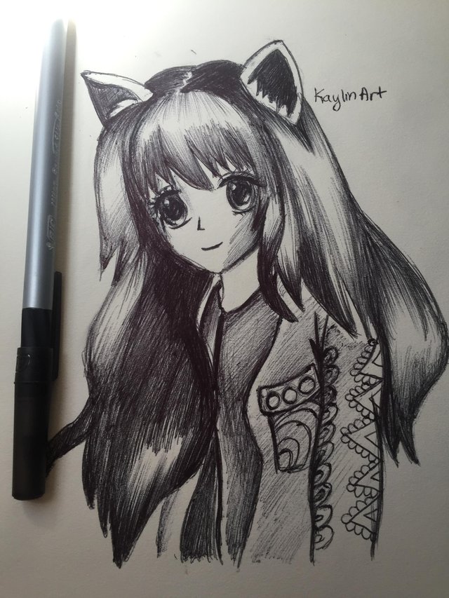 cute cat girl drawing