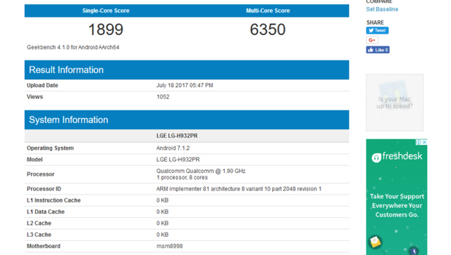 LG V30 Geekbench