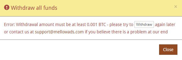 Mellow Ads Withdrawal Limit