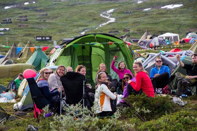 People at tent