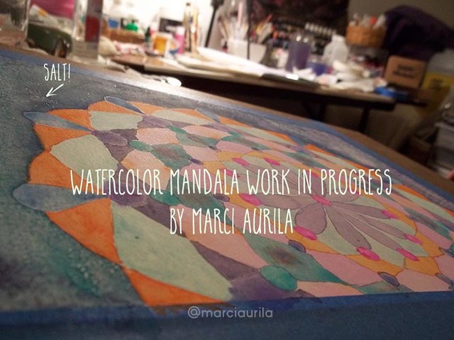 mandala watercolor work in progress