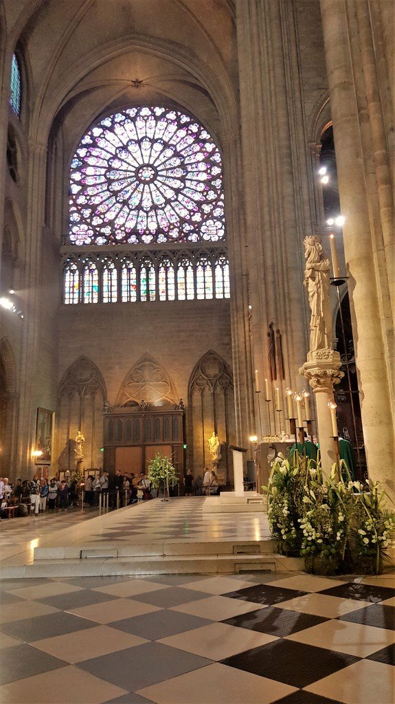 Notre-Dame view of north transept from south transept across crossing