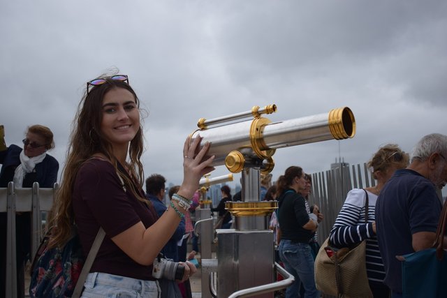 Emma enjoying the telescope