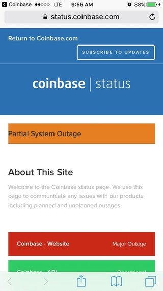 Coinbase System Outage